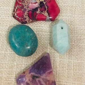 Mixed Semi-Precious Stone Lot - Turquoise, Amozonite,  Agate Pendants